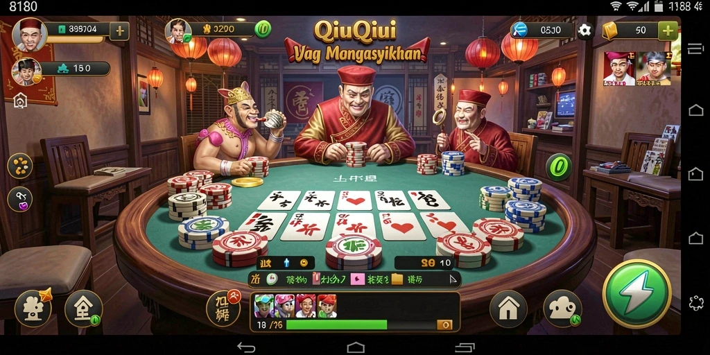Tangkapan layar 8180 dengan aksi permainan QiuQiu yang seru.