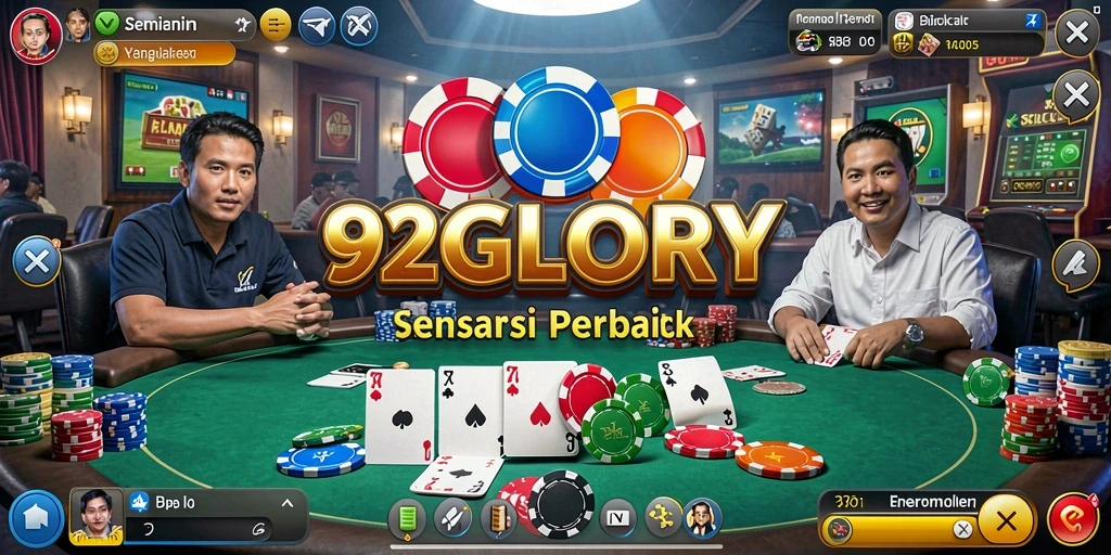 Tampilan menarik gameplay Poker di 92GLORY.