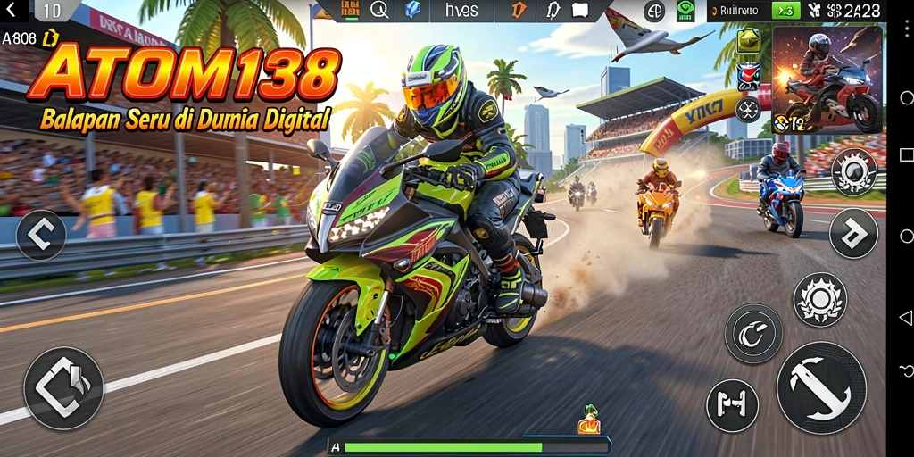 Gameplay seru dan menantang dalam balapan motor.