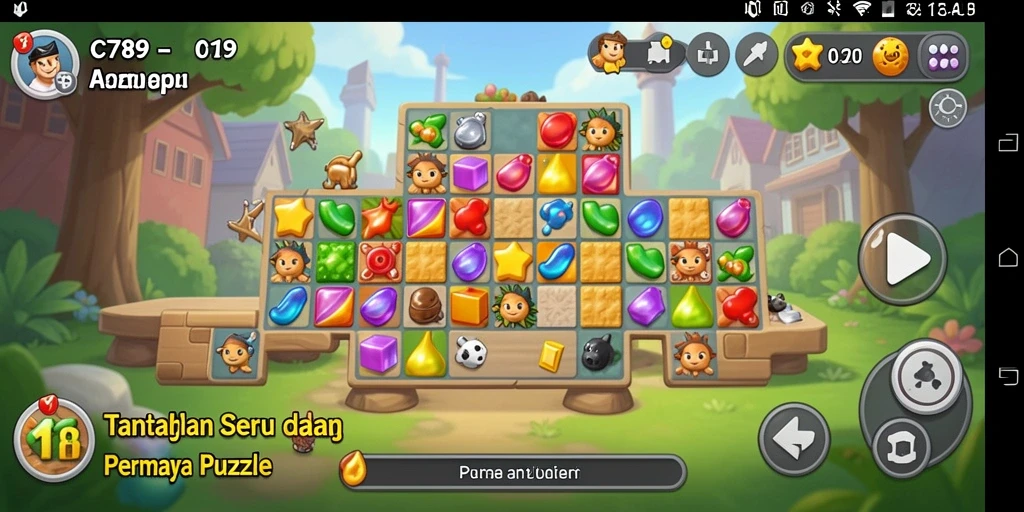 Gameplay seru dan menantang di C789 dengan berbagai puzzle.