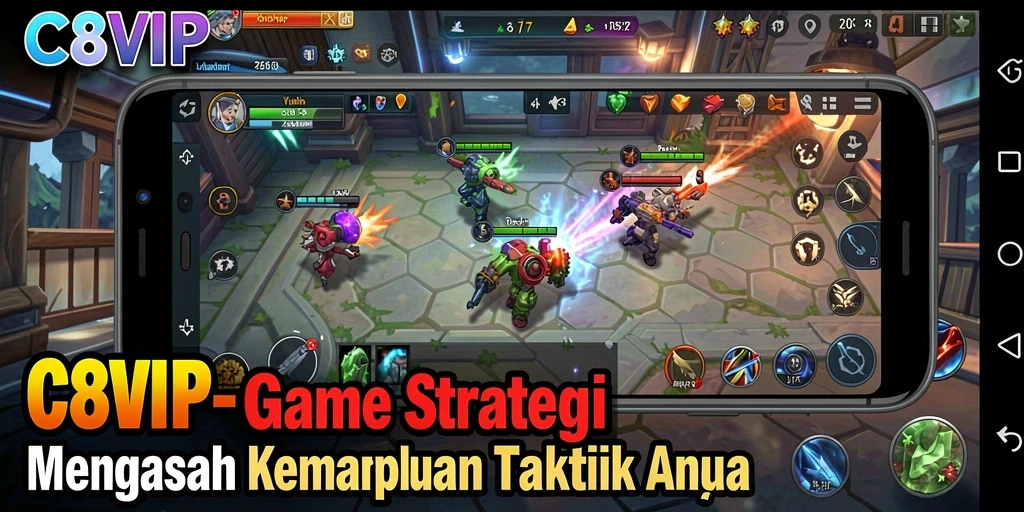 Screenshot gameplay C8VIP menampilkan aksi strategi yang intens.
