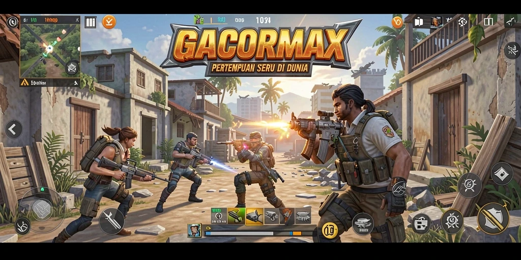 Tangkapan layar GACORMAX menampilkan aksi seru dalam pertempuran Battle Royale.