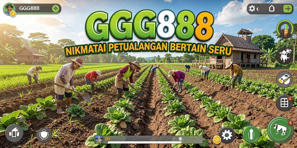 Tampilan gameplay GGG888 menunjukkan aktivitas bertani yang seru.