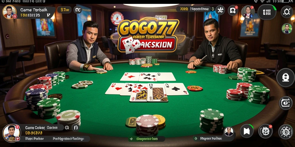 Screenshot GOGO77 menampilkan gameplay Poker yang seru dan interaktif.