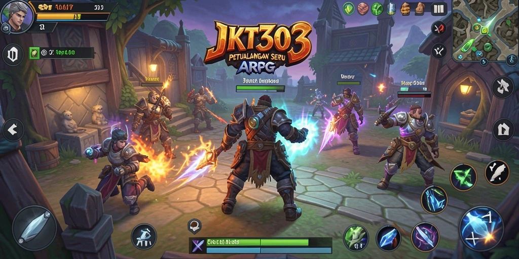Gameplay mendebarkan dalam dunia ARPG JKT303 yang luas.