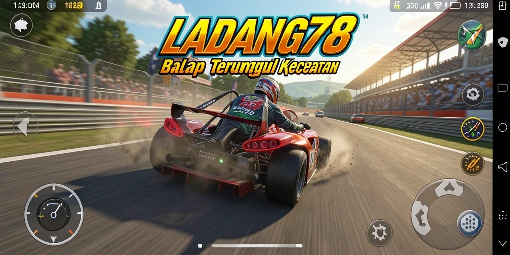 Tangkapan layar menunjukkan aksi balap intens di LADANG78.