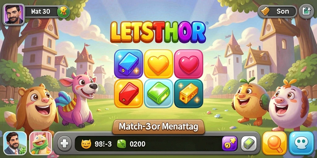 Tampilan gameplay LETSTHOR yang seru dan penuh warna.