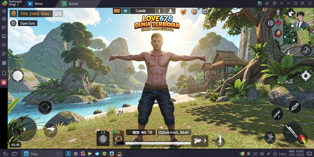 Screenshot menunjukkan pemain menjelajahi dunia terbuka yang indah.