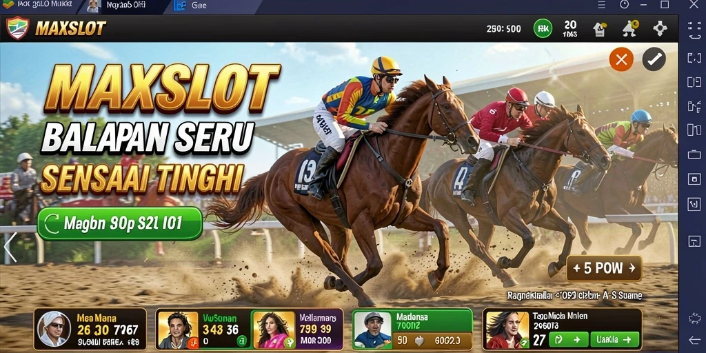 Tangkapan layar <strong>MAXSLOT</strong> menunjukkan kecepatan dan ketegangan dalam balapan.