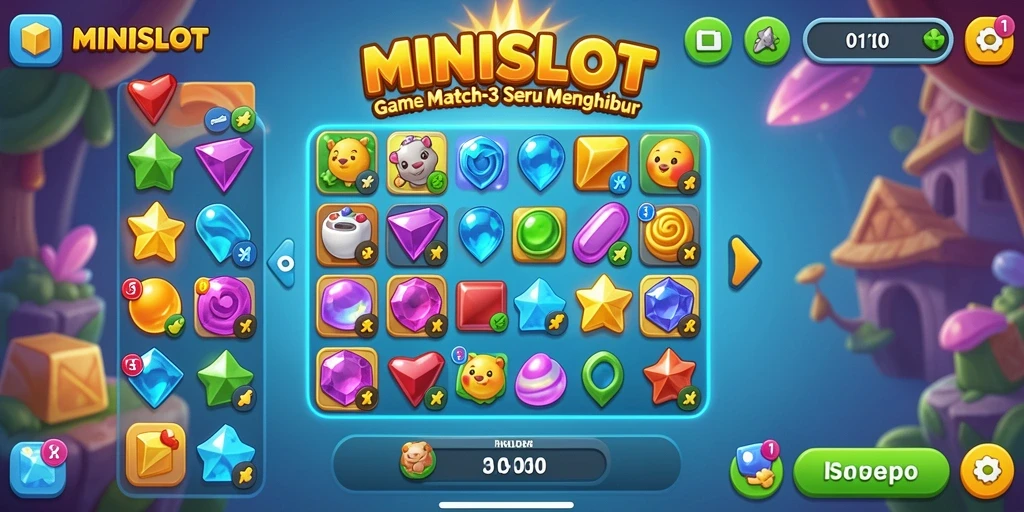 Tampilan gameplay MINISLOT yang penuh warna dan menantang.
