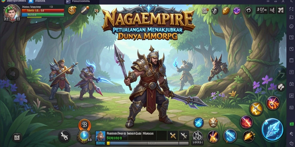 Tangkapan layar gameplay NAGAEMPIRE menunjukkan pertempuran epik dalam dunia MMORPG.