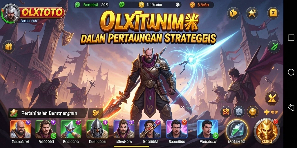 Tampilan gameplay OLXTOTO dengan menara mempertahankan dari serangan musuh.