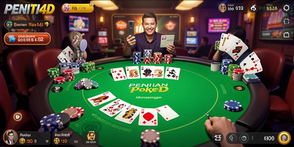 Screenshot menunjukkan aksi seru di meja poker PENITI4D.
