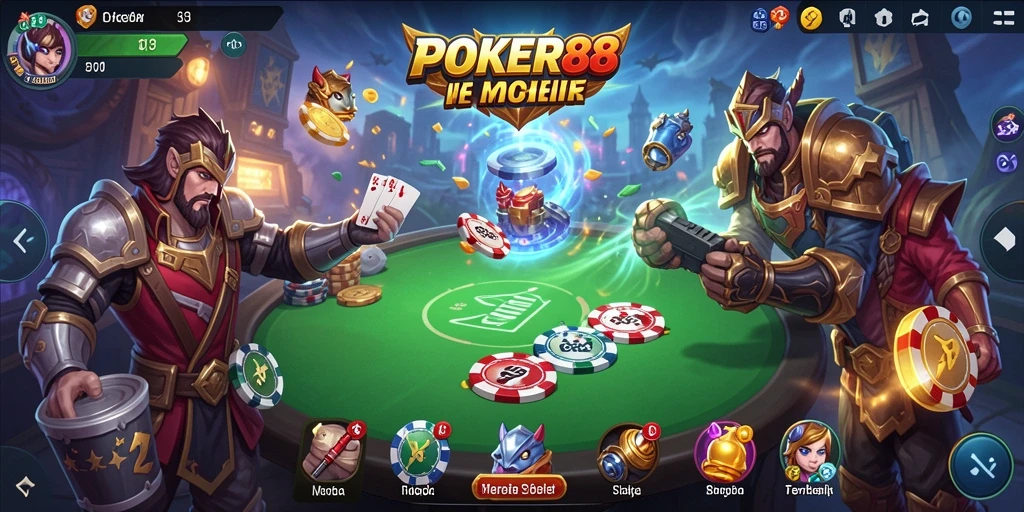 Tampilan gameplay POKER88 yang mendebarkan dan penuh strategi.