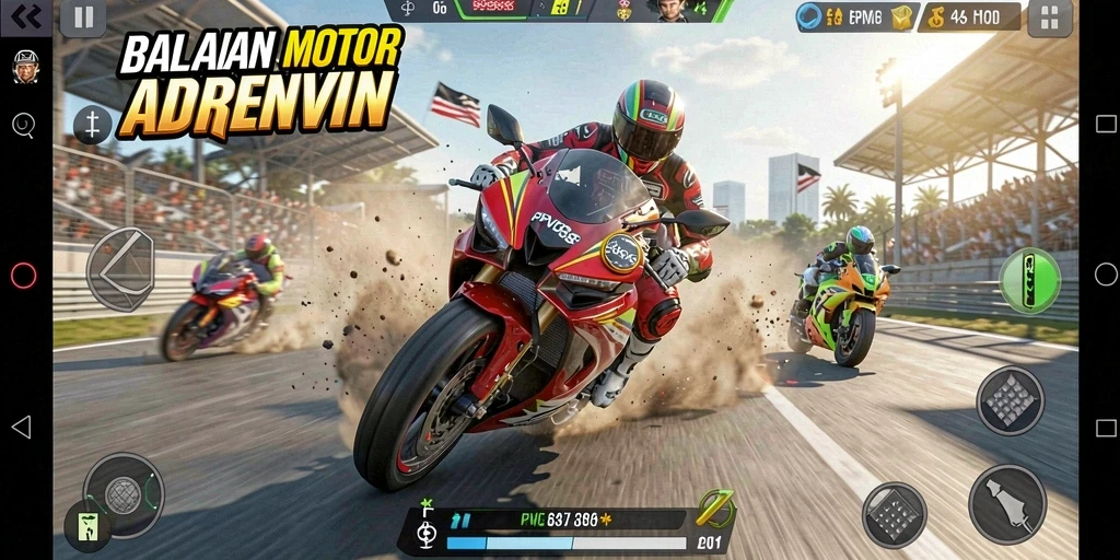 Tampilan seru gameplay balapan motor di PPV88.