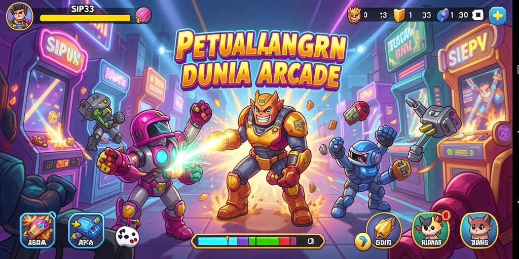 Tampilan gameplay SIP33 yang penuh aksi dan warna-warni.